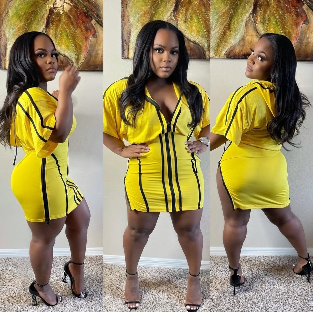Yellow and Black Women's Dress